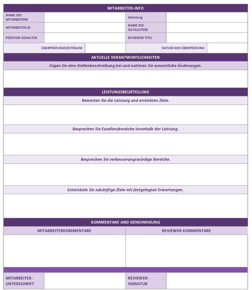 Midyear Employee Evaluation Template German