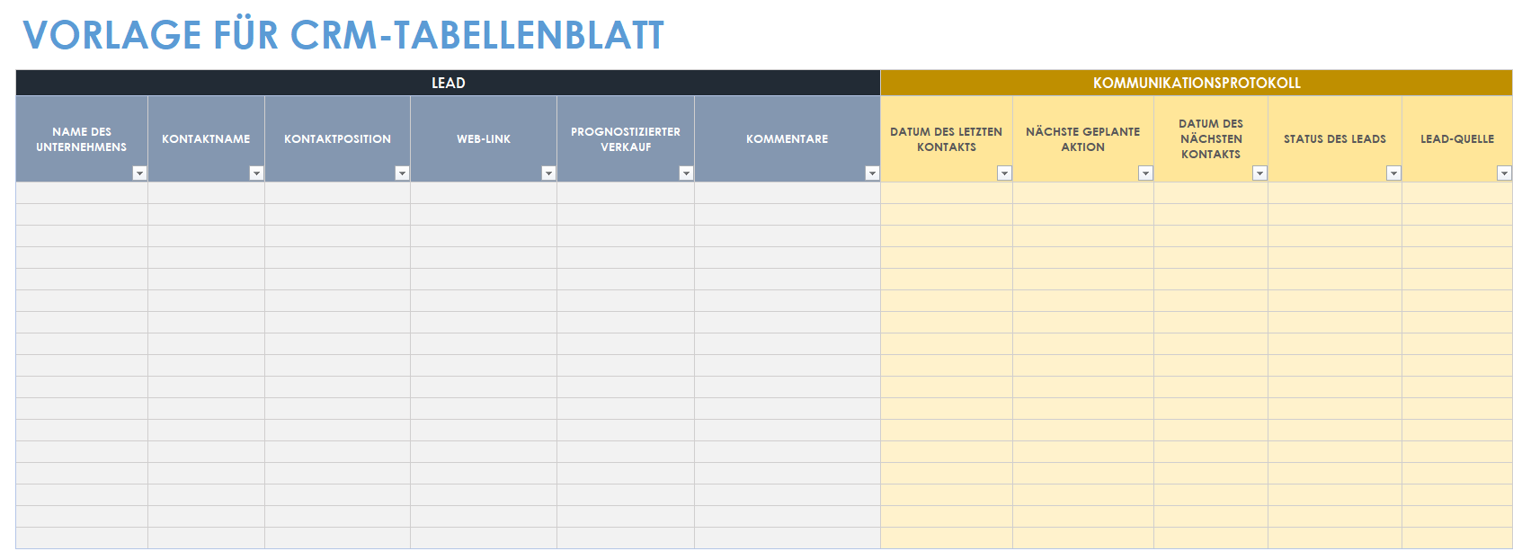 CRM-Tabellenvorlage