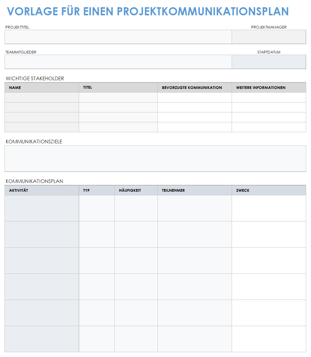  Vorlage für einen Projektkommunikationsplan