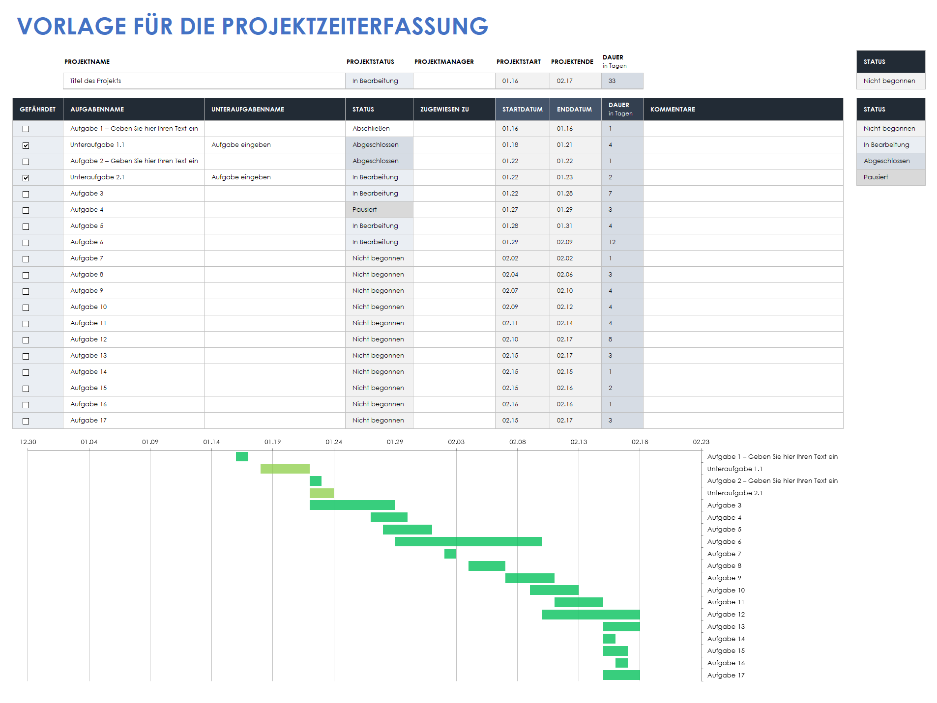  Vorlage zur Projektzeiterfassung