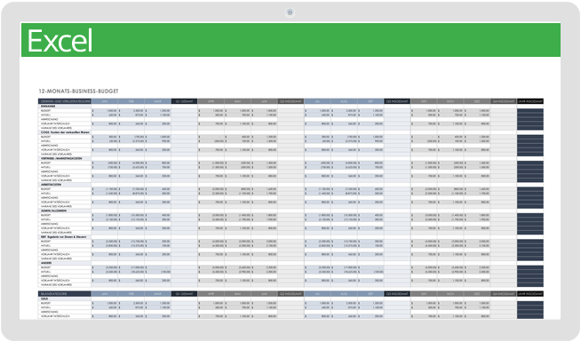 12-Monats-Business-Budget-Vorlage