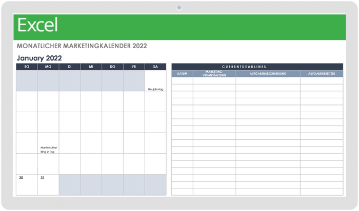  Monatlicher Marketingkalender 2022