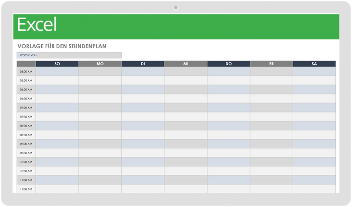 Vorlage für den Stundenplan