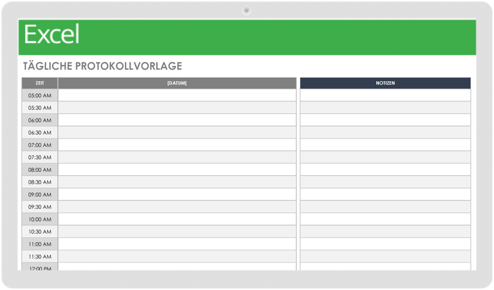 Tägliche Protokollvorlage