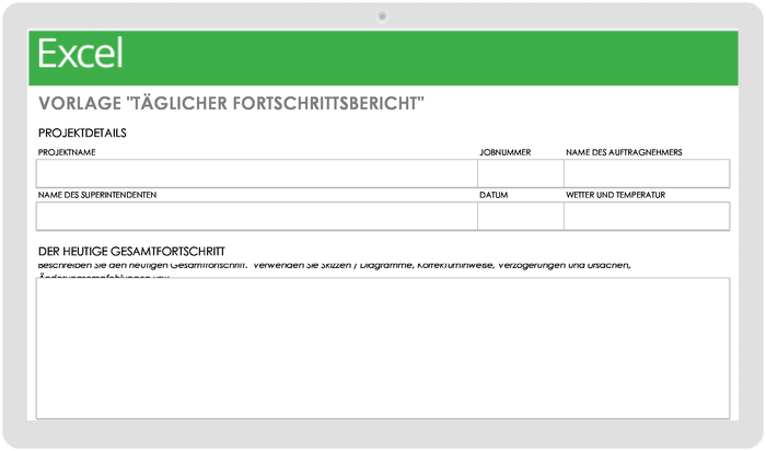  Vorlage für den täglichen Projektfortschrittsbericht