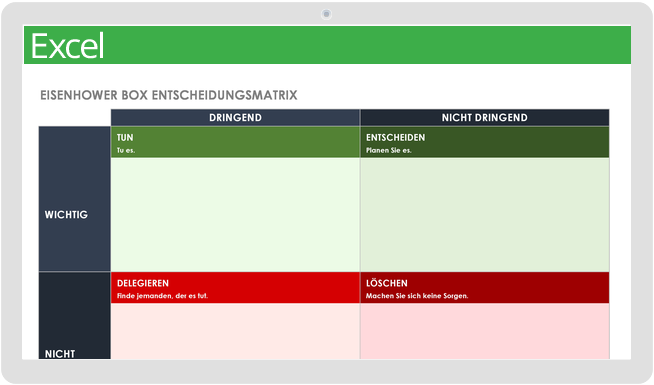 Eisenhower-Box-Entscheidungsmatrix-Vorlage