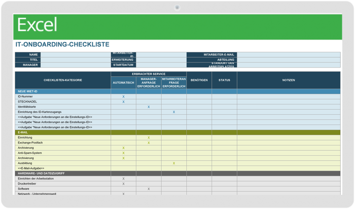  Vorlage für die IT-Onboarding-Checkliste