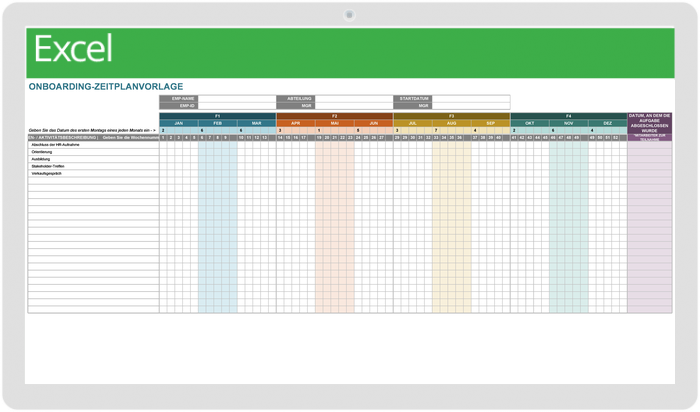 Vorlage für den Onboarding-Zeitplan