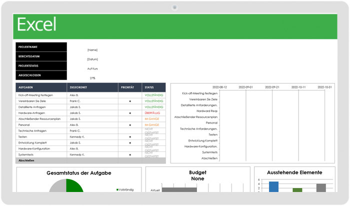 Projektmanagement-Dashboard-Vorlage