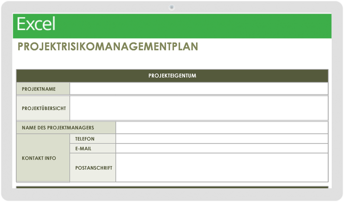  Vorlage für einen Projektrisikomanagementplan