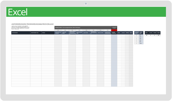 Vorlage für eine Anforderungspriorisierungsmatrix