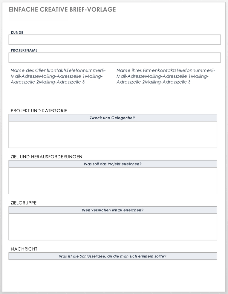  Einfache Vorlage für kreative Briefings