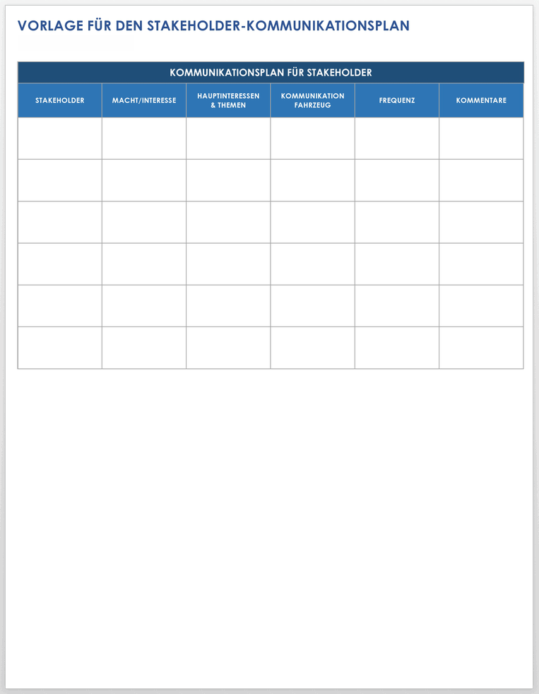 Stakeholder Communication Plan 49435 DE