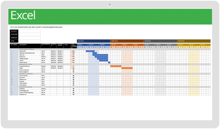  PSP mit Gantt-Diagrammvorlage